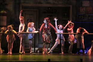 "Bowl them over, knock 'em out--show them what life's all about..." Vicki Lewis As Mrs. Wilkinson (Center) & The Girls Of The Ballet Class