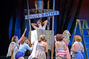 "You can't light a fire when the wood is wet, you can't make a Butterfly strong; you can't  fix an egg when it ain't quite good--and you can't fix a man when he's wrong!" Alessa Neeck as "Nellie Forbush" and her fellow nurses are "Gonna Wash That Man Right Outta My Hair"