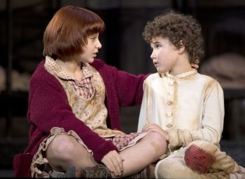 "Gee Annie, I dream about havin' a mother and father again, but you're lucky--you really got 'em ." (Lilly Mae Stewart Is "Molly" With Issie Swickle As "Annie")