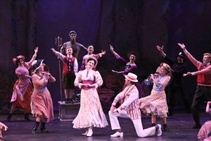 “Oh, it's a jolly holiday with Mary--Mary makes your Heart so light! When the day is gray and ordinary, Mary makes the sun shine bright!” (Brandi Burkhardt as “Mary Poppins” is serenaded by Leigh Brian Wakeford as “Bert”) 