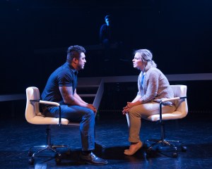 “My Psychopharmacologist and I...It's like an odd romance; intense and very intimate,  we do our dance.” Elyssa Alexander As “Diana” Meets With Edgar Torrens As “Dr. Madden”