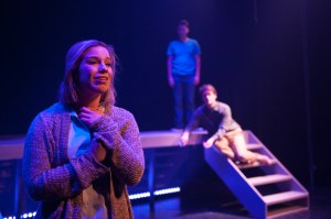 “What happens when the burn has healed, when the skin has not regrown? What happens when the cast, at last, comes off and then you find the break was always in another bone?” Elyssa Alexander As “Diana” With Alex Bodrero As “Dan” & Brandon Taylor Jones As “Gabe” 