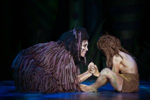 “For one so small, you seem so strong. My arms will hold you, keep you safe and warm.” Daebreon Poiema as “Kala” reassures Jude Mason as the boy, “Tarzan”