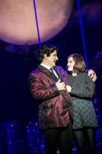 “And now a boy says he adores she who once was yours. How can I ignore such news? I'm sad AND happy, why should I choose?” Bronson Pinchot as "Gomez" shares a touching moment with Michaela Martinez as "Wednesday") 