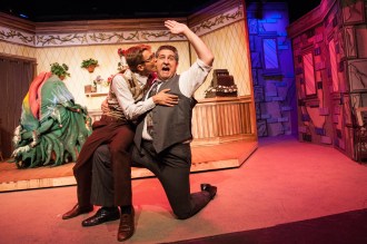 “Kiss me quick and call me Son!” “--Don’t make me sick, just be my son!” Scott Leslie as “Seymour” and Spencer Micetich as “Mr. Mushnik” are “Mushnik And Son”