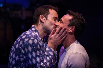 “If you were wondering who I love, I love you 'cause that's all I have to do…'cause I'm a man just like any other man--unlike any other man.” Andrew Bongiorno as “Peter Allen” shares an intimate moment with Michael Mittman as “Greg Connell” in the “Celebration Theatre’s” West Coast premiere of “The Boy From OZ”