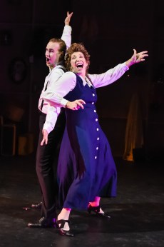 “She sings like a bird—oh, yes indeed! But who used to stand there and feed her the seed?!” Steven Duncan Sass as “Eddie Ryan” and Alison Korman as “Mrs. Brice” ponder of their “Sensation-In-Training” “Who Taught Her Everything She Know?” In The Conundrum Theatre Company’s Production Of “Funny Girl” 