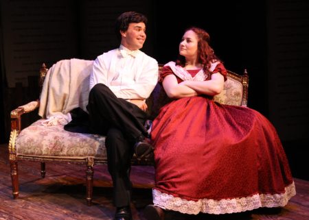 “Dance with me tonight and I guarantee by next spring every girl in Concord will be wearing a patch on their dress!” Jimmy Saiz as “Laurie” urges Ashley Arlene Nelson as “Jo” to “Take A Chance On Me” in The Chance Theater’s “Little Women—The Broadway Musical”
