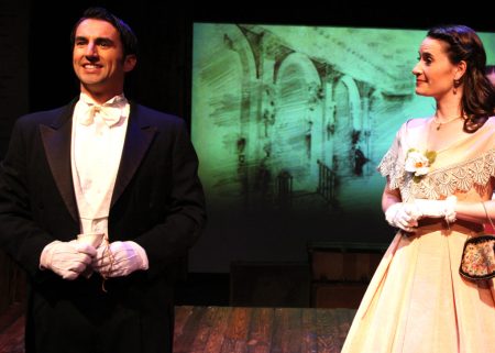 “I swear to you now with all of my heart, I swear I will love you as you love me; from this moment on, though we’ll be apart, I will be more, More Than I am!” Stefan Miller as “John Brooke” asks Laura M. Hathaway as “Meg” for her hand in marriage in The Chance Theater’s “Little Women—The Broadway Musical”